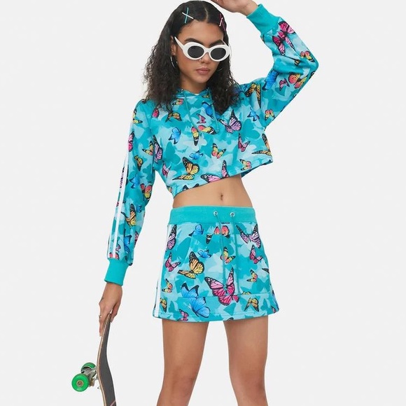 Delia’s by Dolls Kill Teal & Butterfly Drawstring Skirt Ladies XXS - Picture 2 of 7